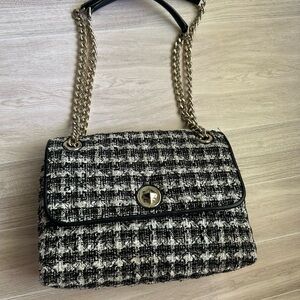 Kate Spade Black and White Natalia Medium Shoulder Bag with Chain